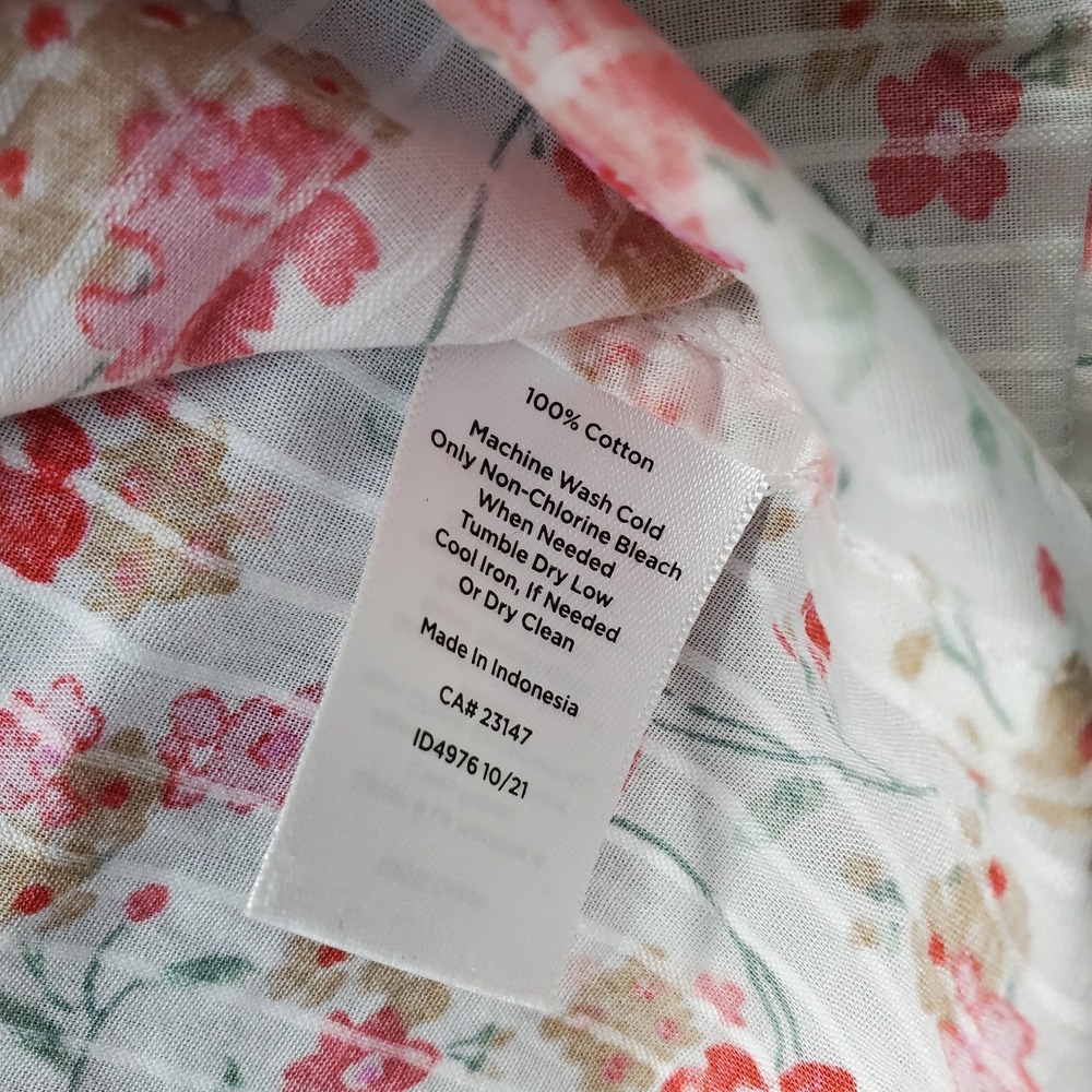 Talbots Shirt Top Womens Large Multi Swirl Ditsy Floral Long Sleeve Button Front - Picture 6 of 9